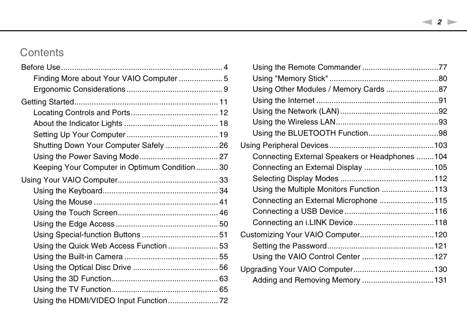 Sony VAIO VPCL2 User Manual | Page 2 / 197