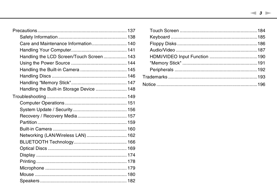 Sony VAIO VPCL2 User Manual | Page 3 / 197