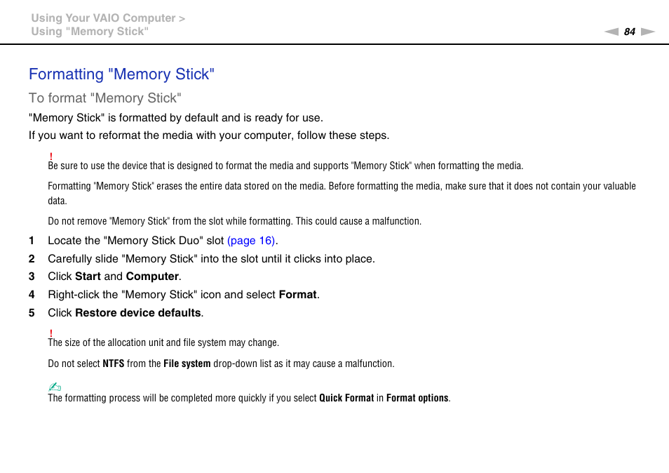 Sony VAIO VPCL2 User Manual | Page 84 / 197