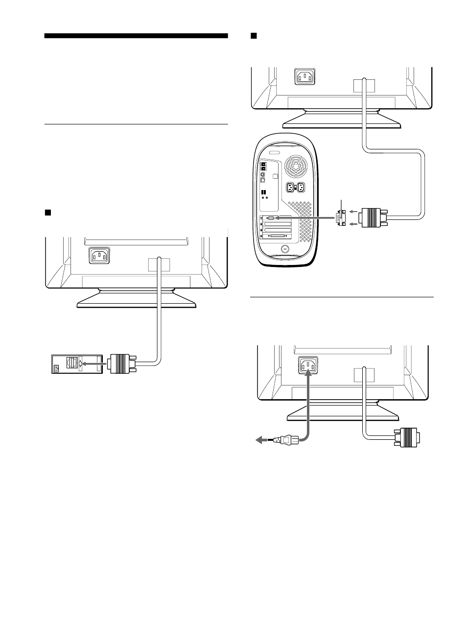Setup, Step 1: connect your monitor to your computer, Step 2: connect the power cord | Step 1: co, Step 2: co | Sony CPD-E100P User Manual | Page 6 / 88