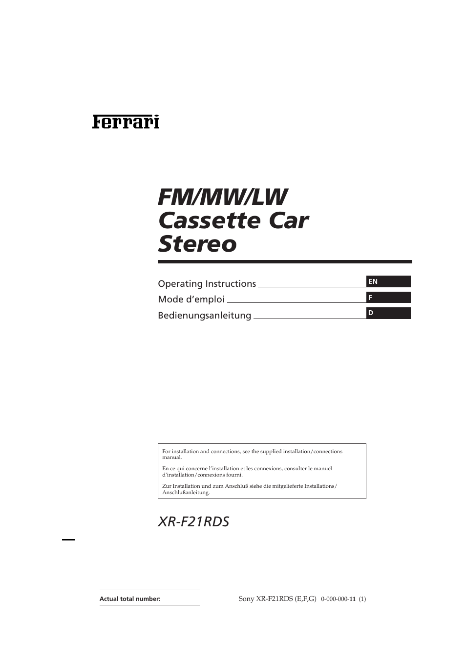 Sony XR-F21RDS User Manual | 90 pages