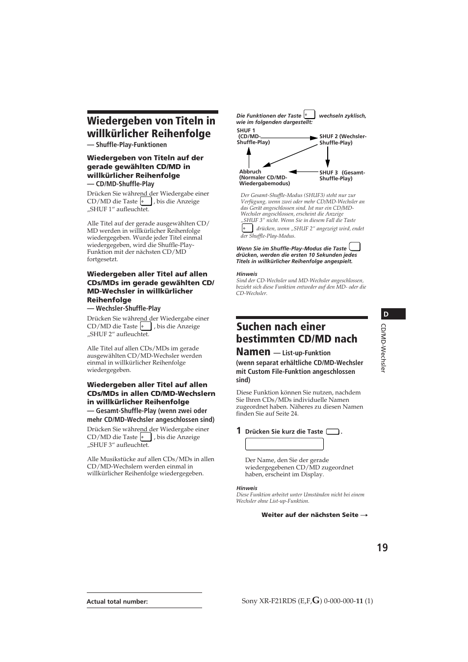 Suchen nach einer bestimmten cd/md nach namen, 1 schubert | Sony XR-F21RDS User Manual | Page 76 / 90