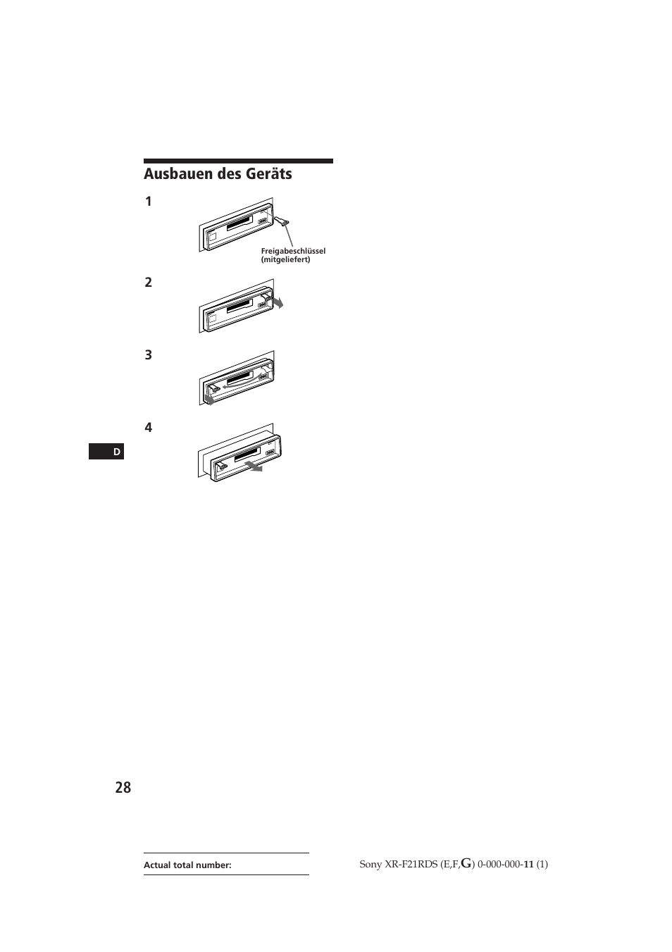 Ausbauen des geräts | Sony XR-F21RDS User Manual | Page 85 / 90