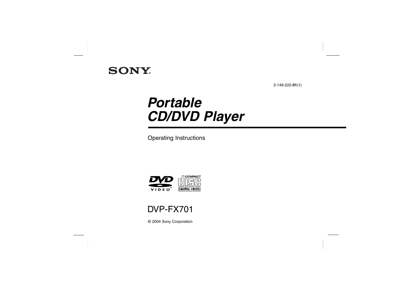 Sony DVP-FX701 User Manual | 72 pages