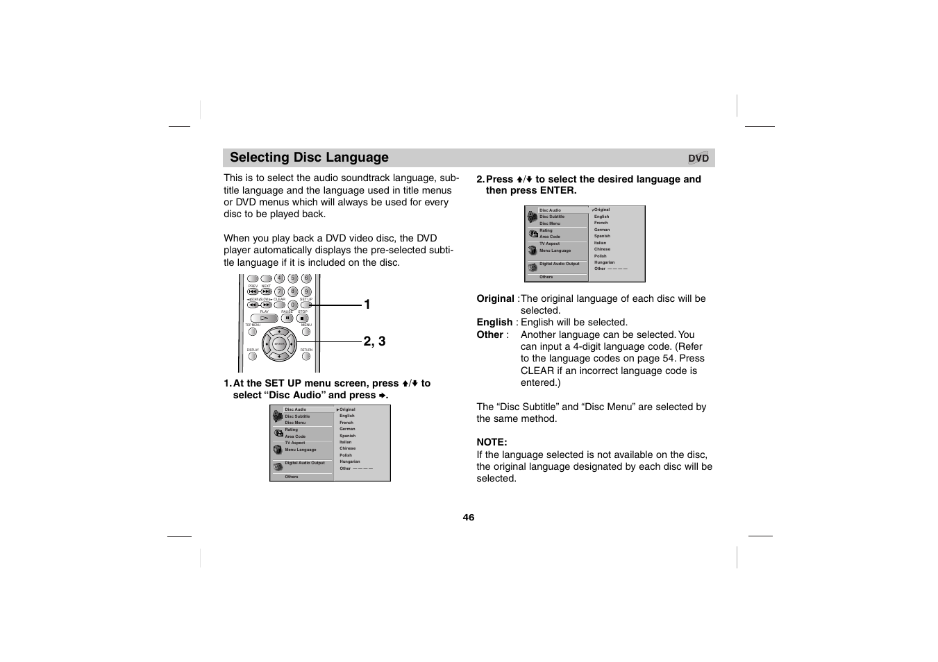 Selecting disc language | Sony DVP-FX701 User Manual | Page 46 / 72