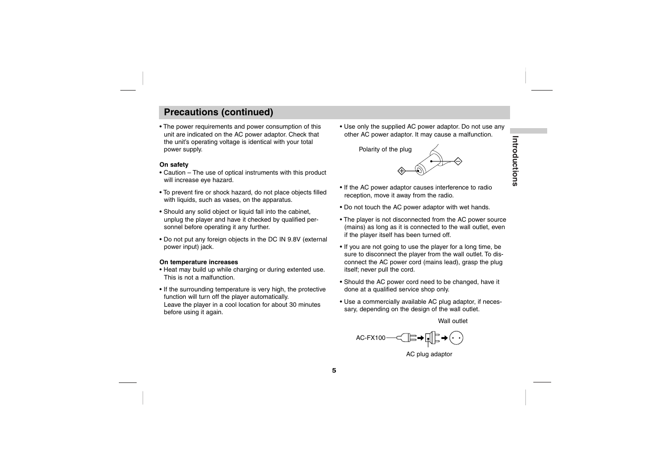 Precautions (continued) | Sony DVP-FX701 User Manual | Page 5 / 72