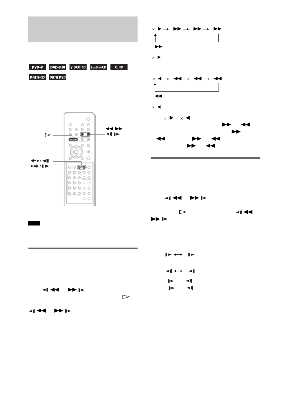 Searching for a particular point on a disc, Searching for a particular point, On a disc (scan, slow-motion play, freeze frame) | Watching frame by frame (slow-motion play) | Sony DAV-X1 User Manual | Page 56 / 103