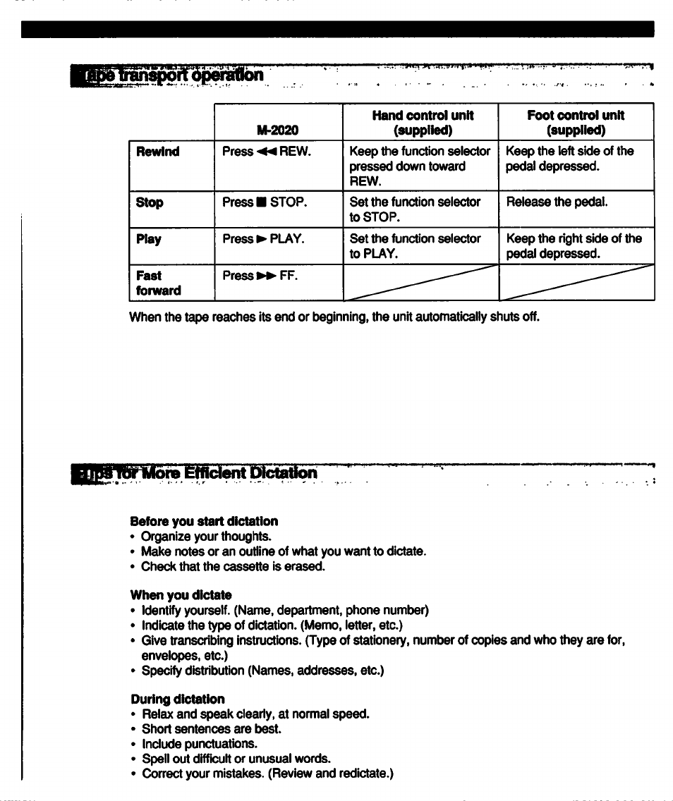 Bf^^j^tmliore éffldent dtetatbri | Sony MICROCASSETTE M-2020 User Manual | Page 11 / 16