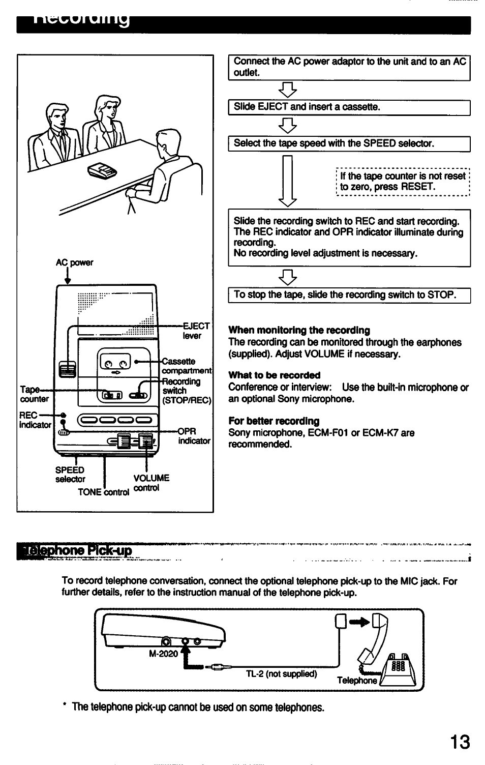 Ifa|bohone pldkhid | Sony MICROCASSETTE M-2020 User Manual | Page 13 / 16