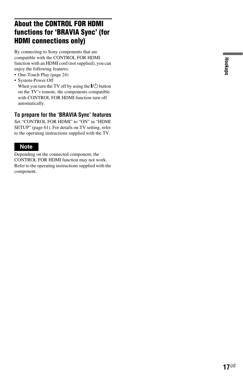 For hdmi connections only) | Sony DVP-NS700H User Manual | Page 17 / 88