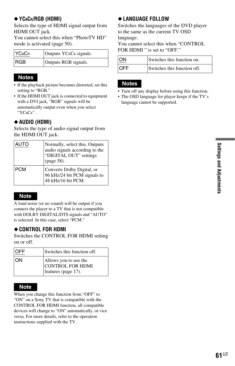 Sony DVP-NS700H User Manual | Page 61 / 88