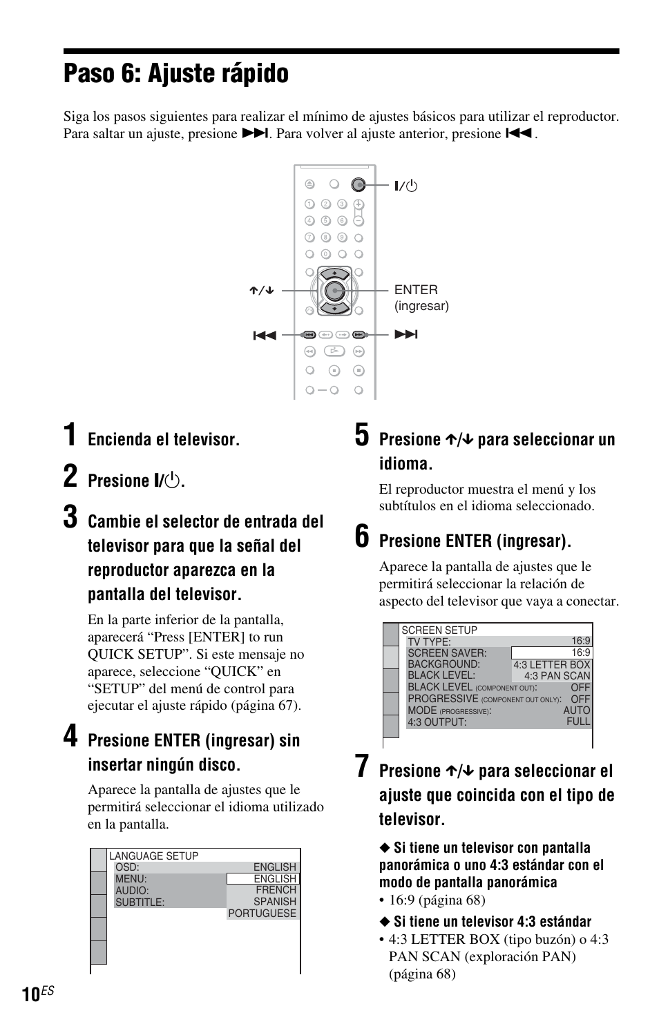 L1ac - paso 6: ajuste rápido, Paso 6: ajuste rápido | Sony DVP-NS700H User Manual | Page 80 / 88