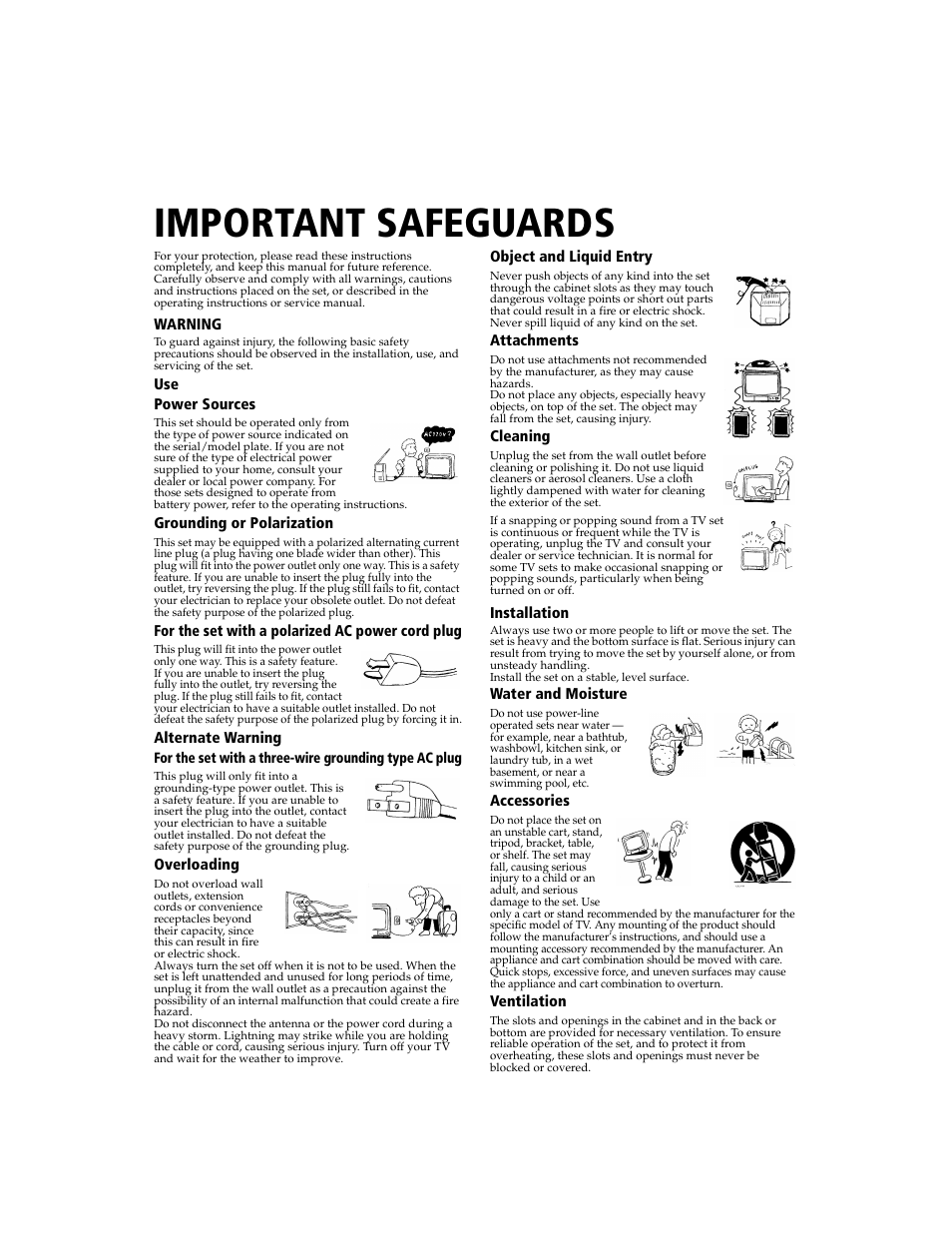 Warning, Installation, Important safeguards | Sony WEGA KV-27FS100L User Manual | Page 4 / 55