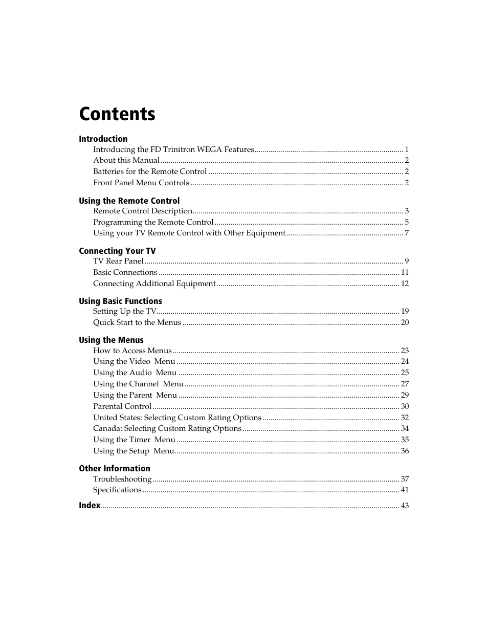 Sony WEGA KV-27FS100L User Manual | Page 7 / 55