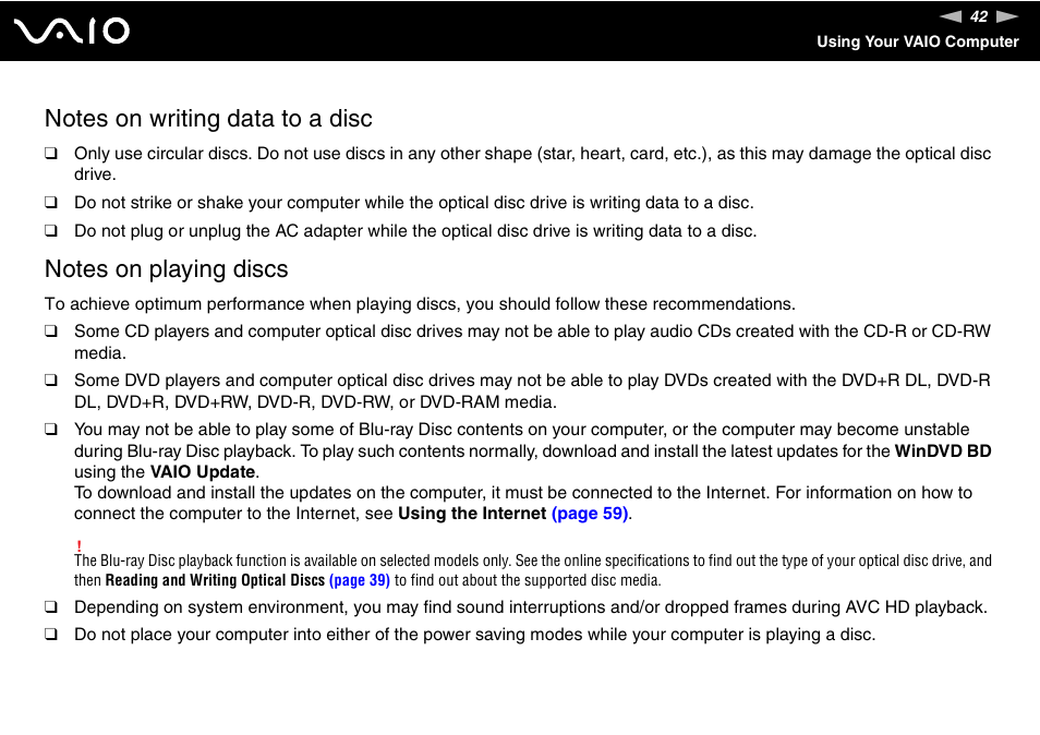 Sony VAIO VGN-FW300 User Manual | Page 42 / 179