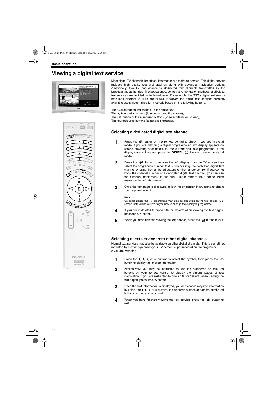 Viewing a digital text service | Sony KD-32NX200U User Manual | Page 12 / 48