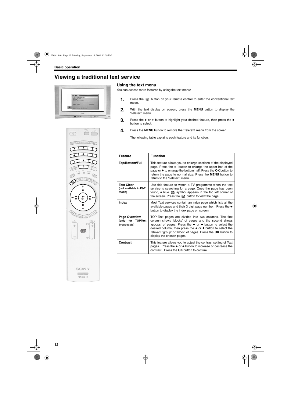Viewing a traditional text service | Sony KD-32NX200U User Manual | Page 14 / 48