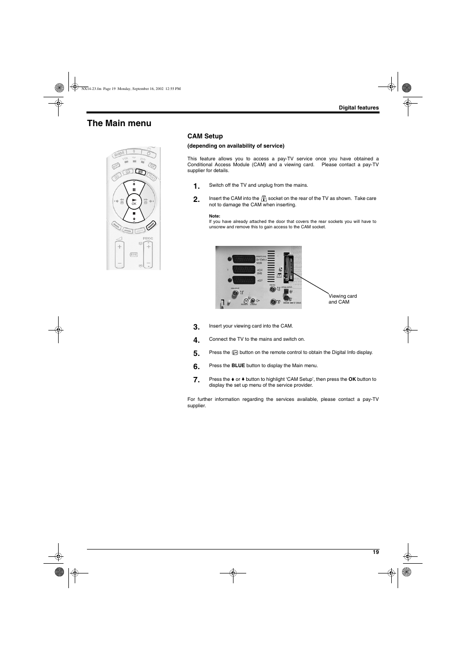 The main menu, Cam setup | Sony KD-32NX200U User Manual | Page 21 / 48