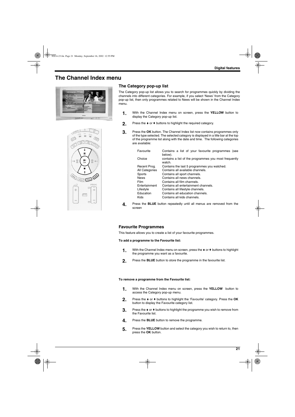 The channel index menu | Sony KD-32NX200U User Manual | Page 23 / 48