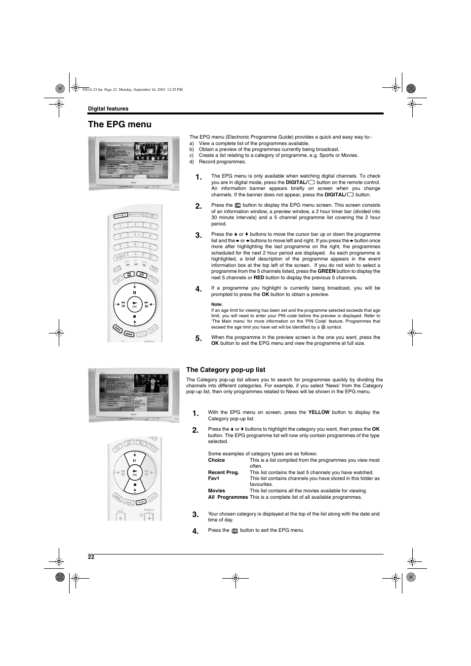 The epg menu | Sony KD-32NX200U User Manual | Page 24 / 48