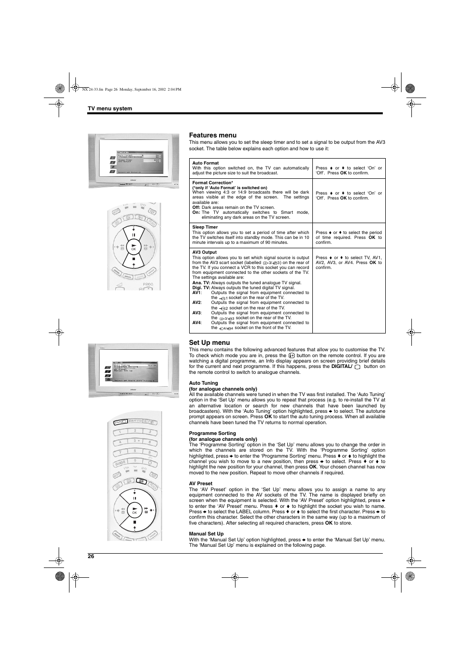 Features menu, Set up menu | Sony KD-32NX200U User Manual | Page 28 / 48