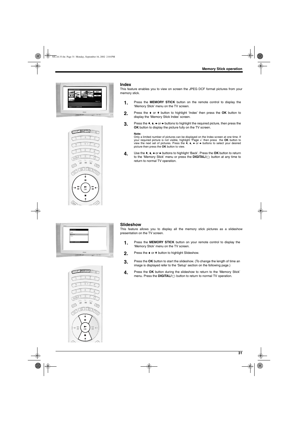 Index, Slideshow | Sony KD-32NX200U User Manual | Page 33 / 48