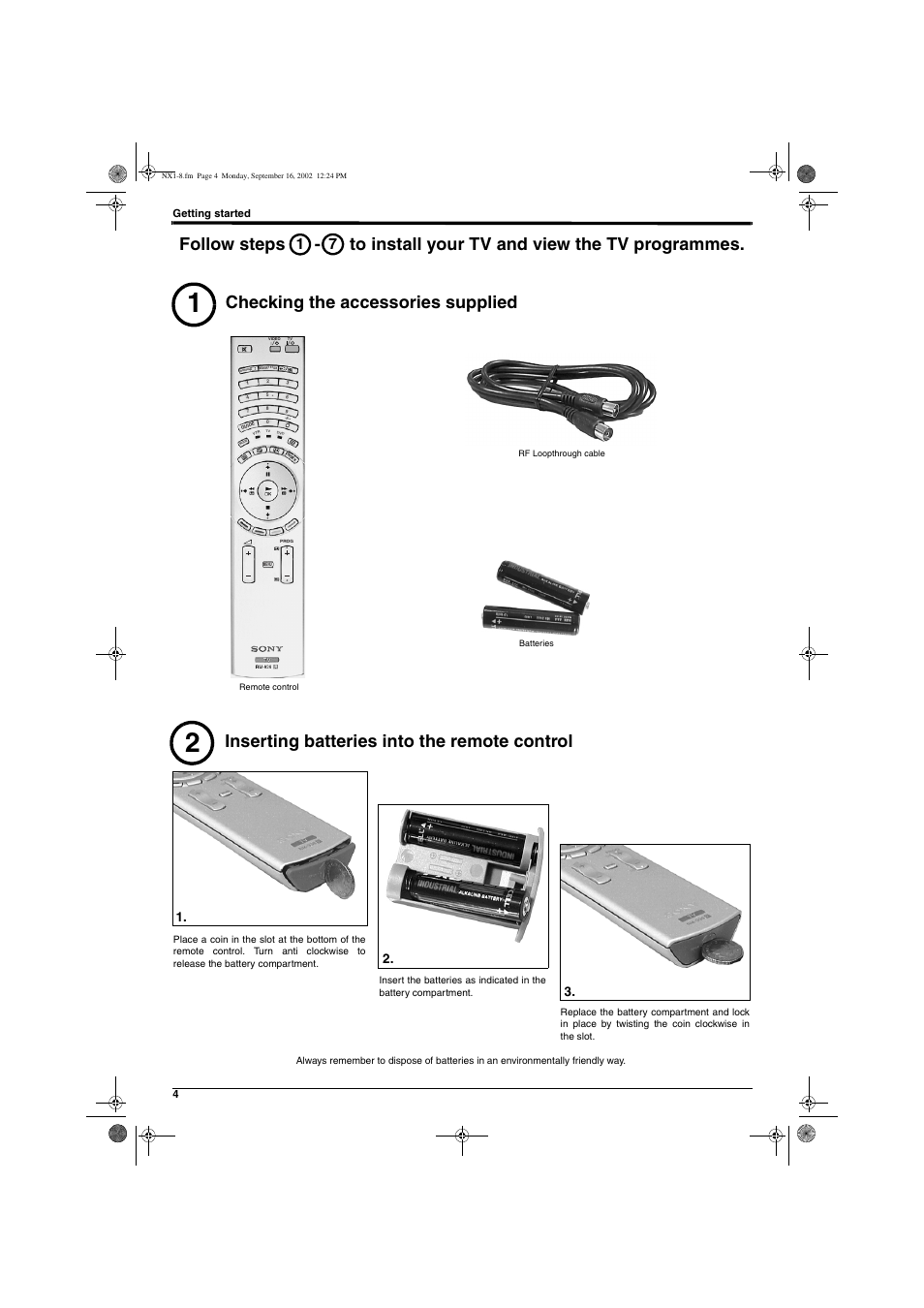 Inserting batteries into the remote control | Sony KD-32NX200U User Manual | Page 6 / 48