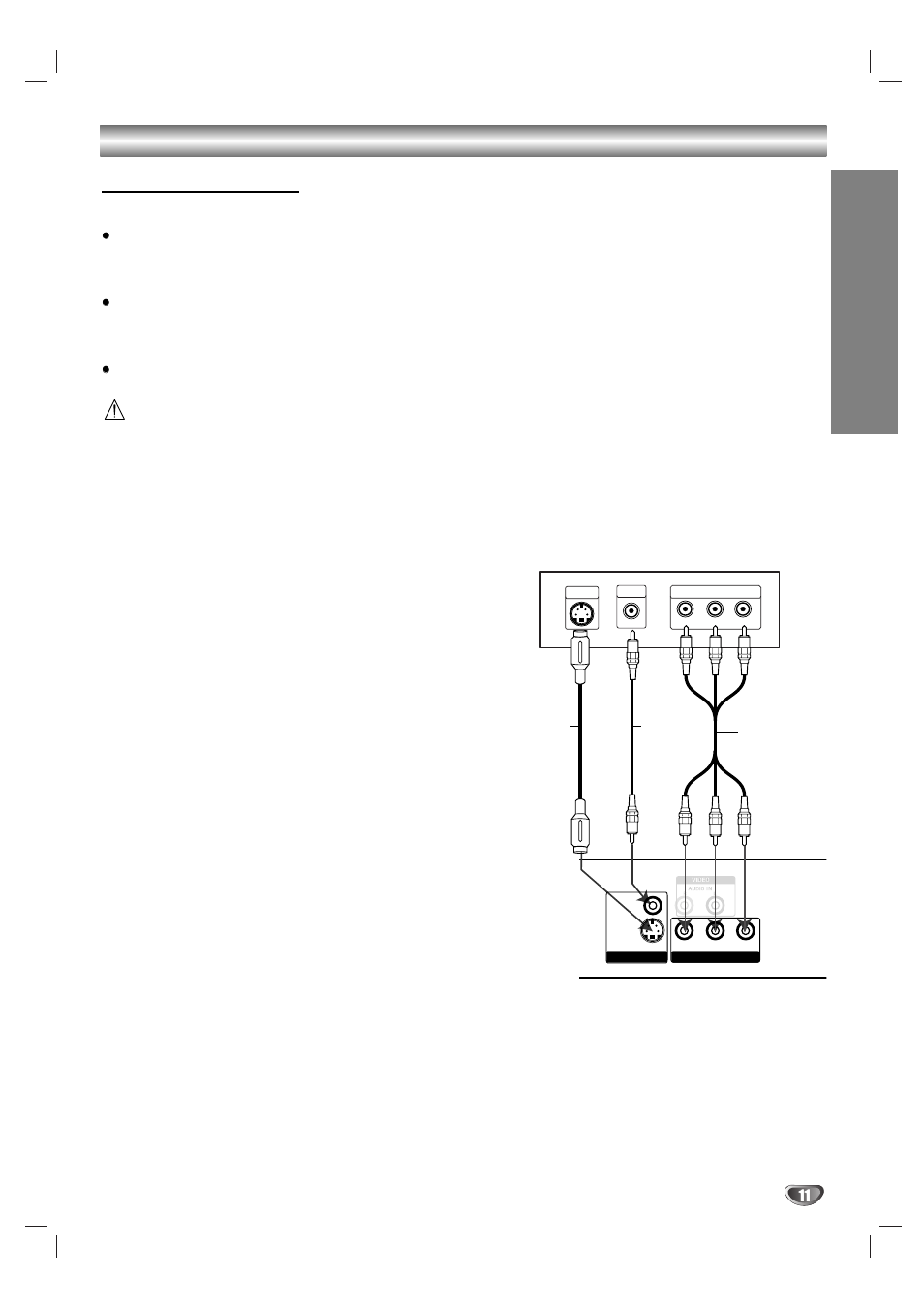 Connections, Connecting to a tv, Prep ara tion | Video connection, S-video connection, Component video (color stream, Connection | Sony AVJ-X55 User Manual | Page 11 / 40
