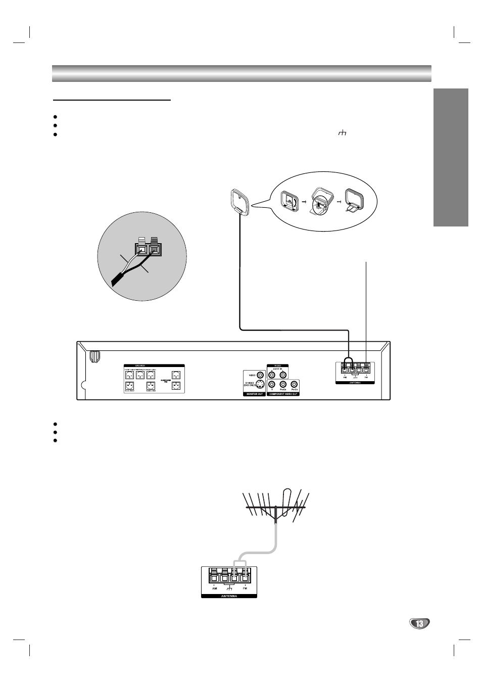 Connections (continued), Antenna connections, Prep ara tion | Sony AVJ-X55 User Manual | Page 13 / 40