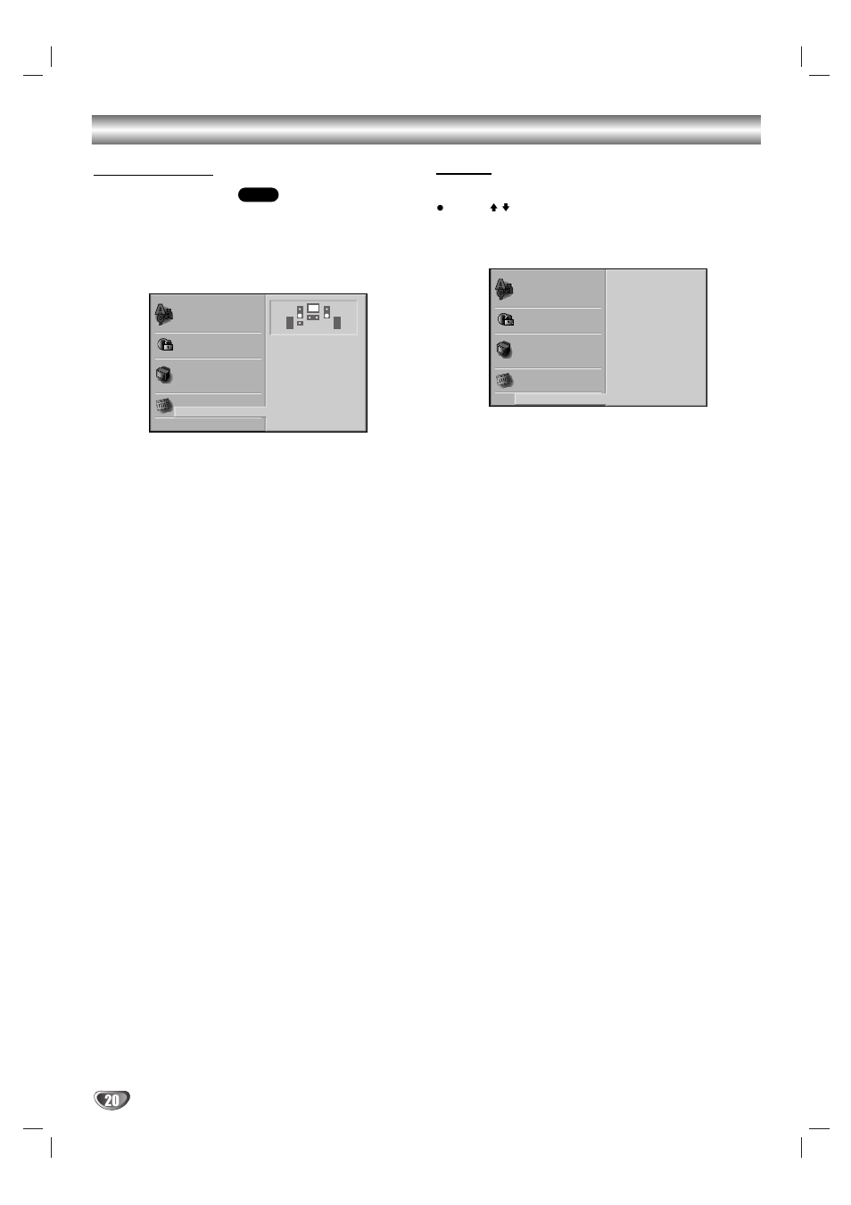 Before operation (continued), Speaker setup, Others | 1 speaker settings, Dynamic range control (drc), Playback control (pbc) | Sony AVJ-X55 User Manual | Page 20 / 40