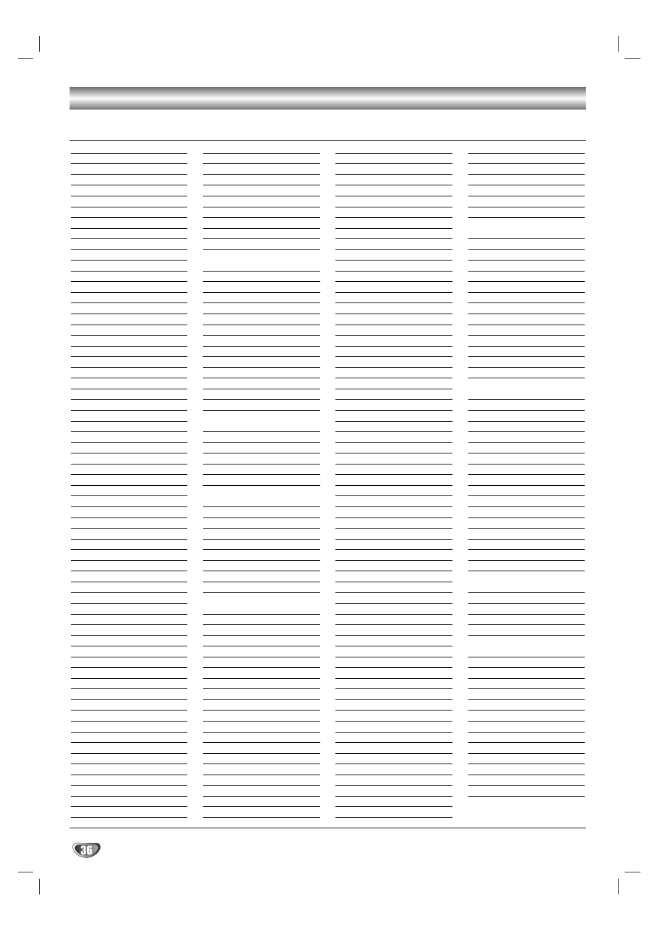 Area code list | Sony AVJ-X55 User Manual | Page 36 / 40