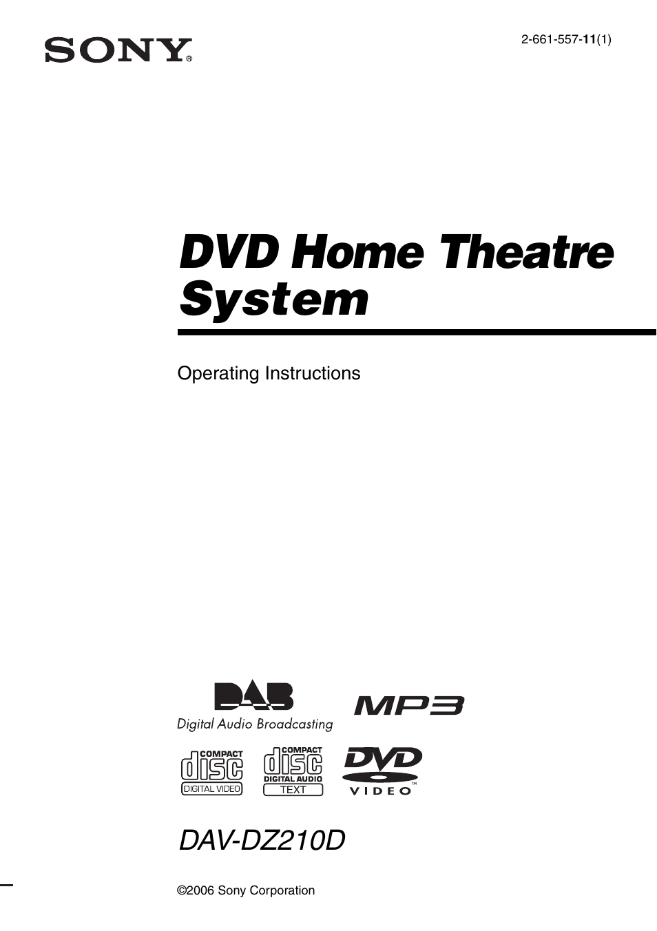 Sony DAV-DZ210D User Manual | 96 pages