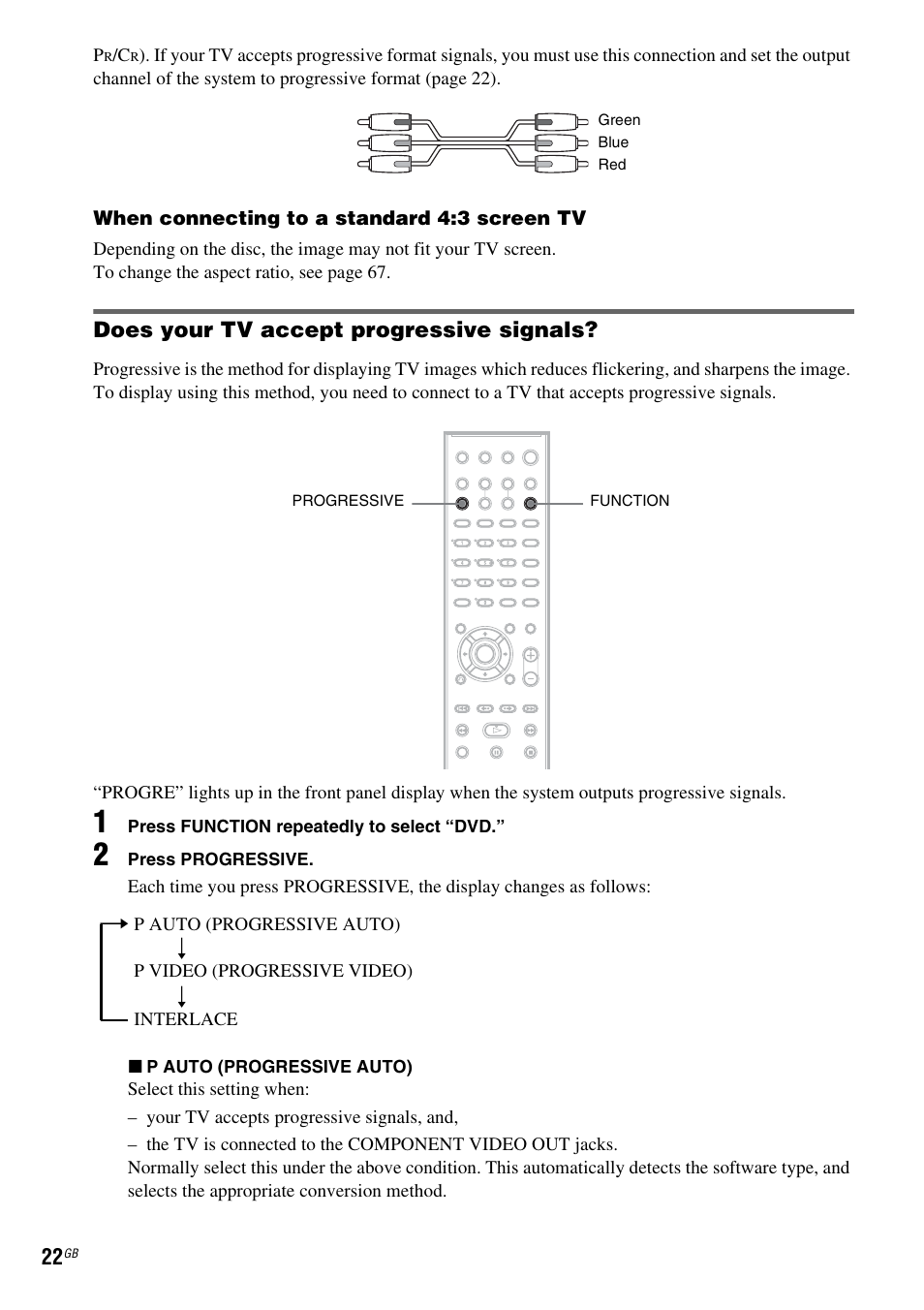 Does your tv accept progressive signals | Sony DAV-DZ210D User Manual | Page 22 / 96