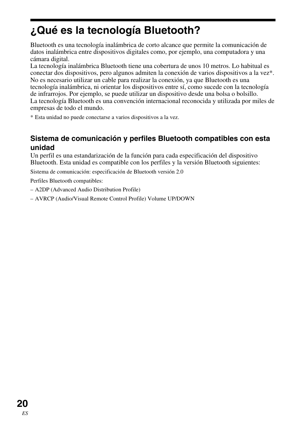 Qué es la tecnología bluetooth, Qué es la tecnología, Bluetooth | Sony SRS-BT100 User Manual | Page 60 / 64