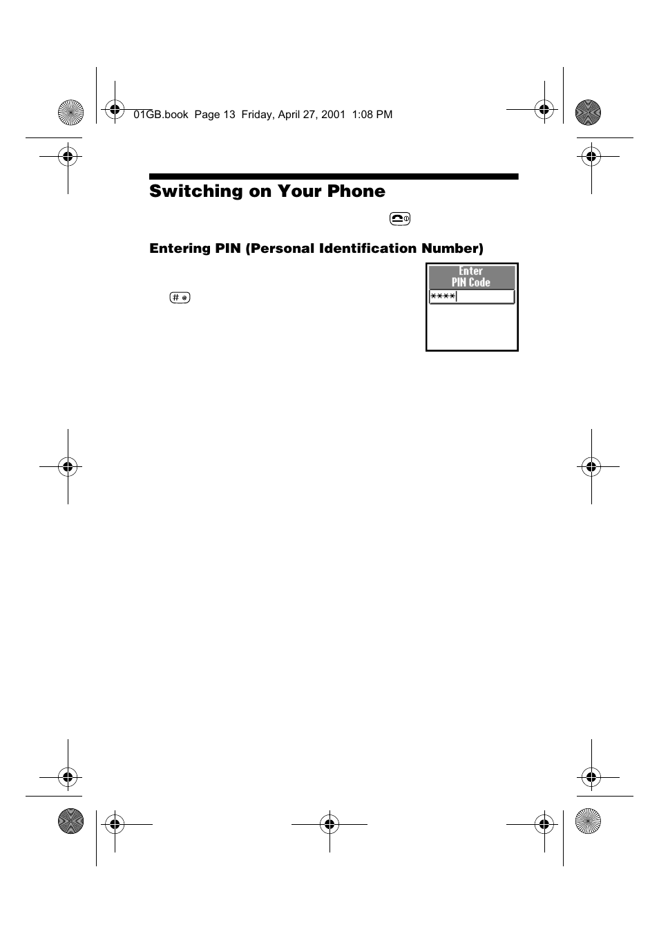 13 switching on your phone | Sony CMD-J6 User Manual | Page 13 / 66