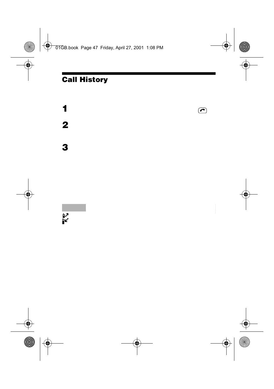 47 call history | Sony CMD-J6 User Manual | Page 47 / 66