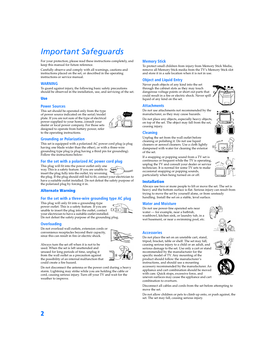 Important safeguards | Sony WEGA KV-32HS500 User Manual | Page 3 / 87