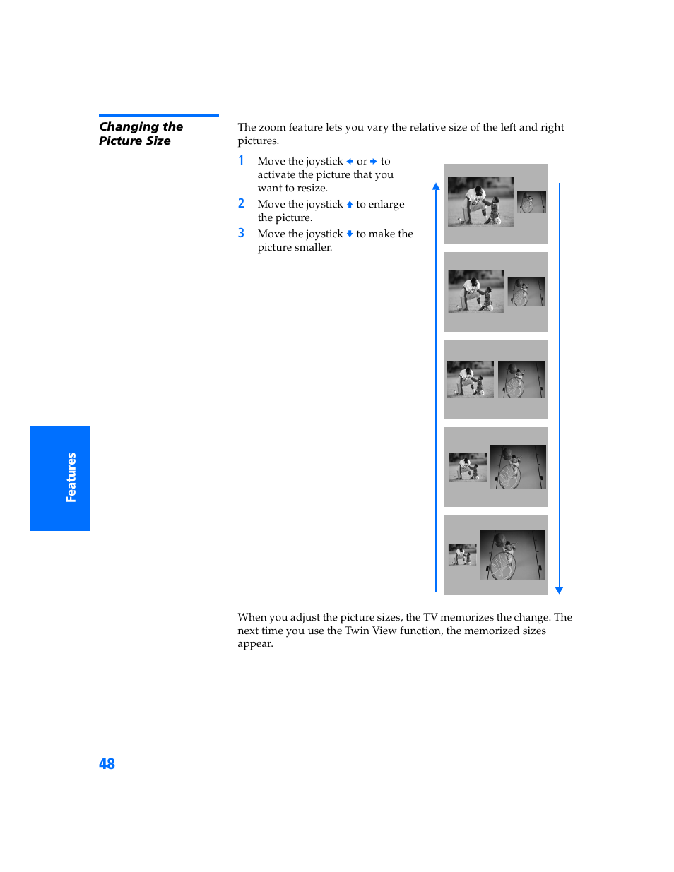 Changing the picture size | Sony WEGA KV-32HS500 User Manual | Page 49 / 87