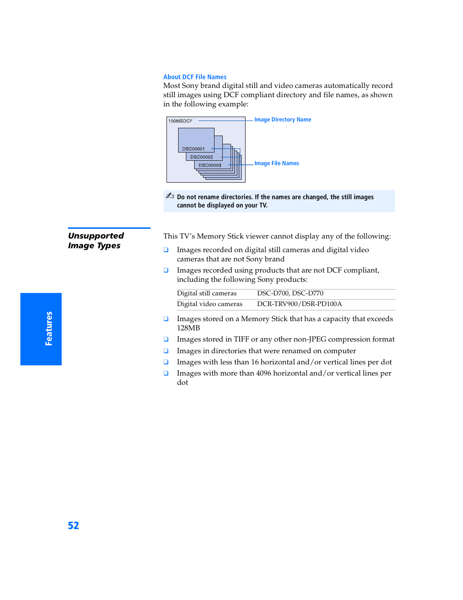 Unsupported image types | Sony WEGA KV-32HS500 User Manual | Page 53 / 87