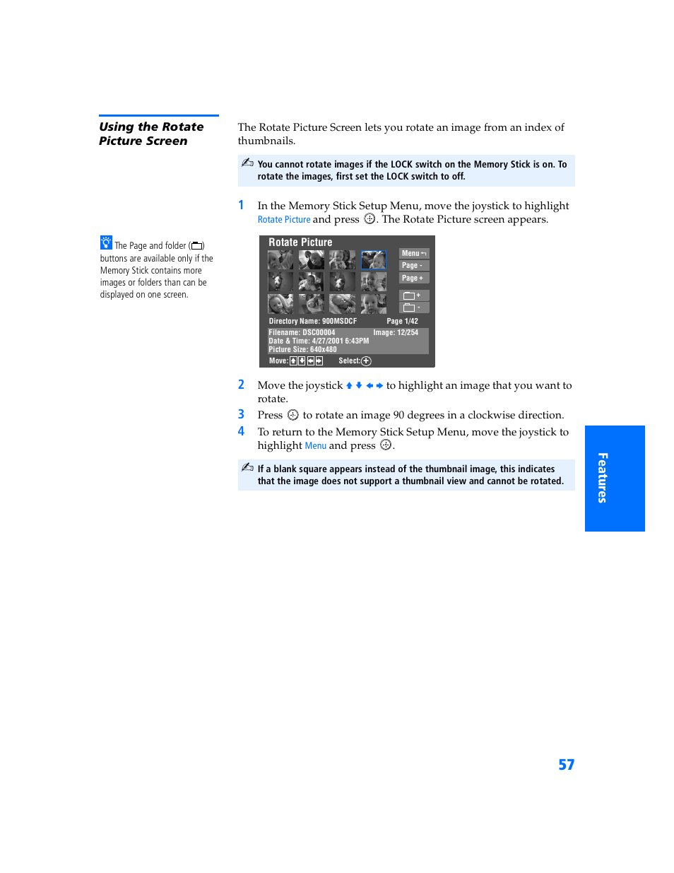 Using the rotate picture screen | Sony WEGA KV-32HS500 User Manual | Page 58 / 87