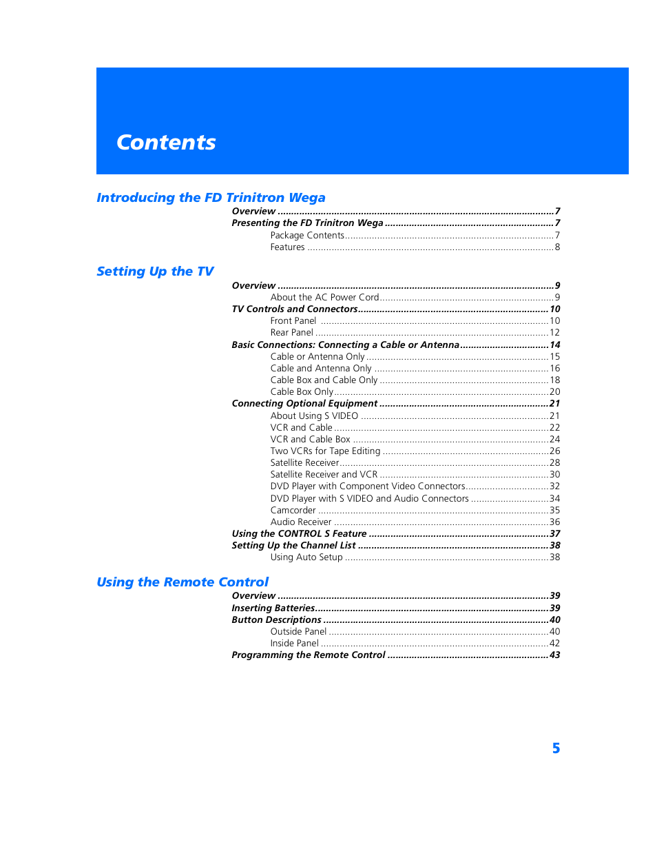 Sony WEGA KV-32HS500 User Manual | Page 6 / 87