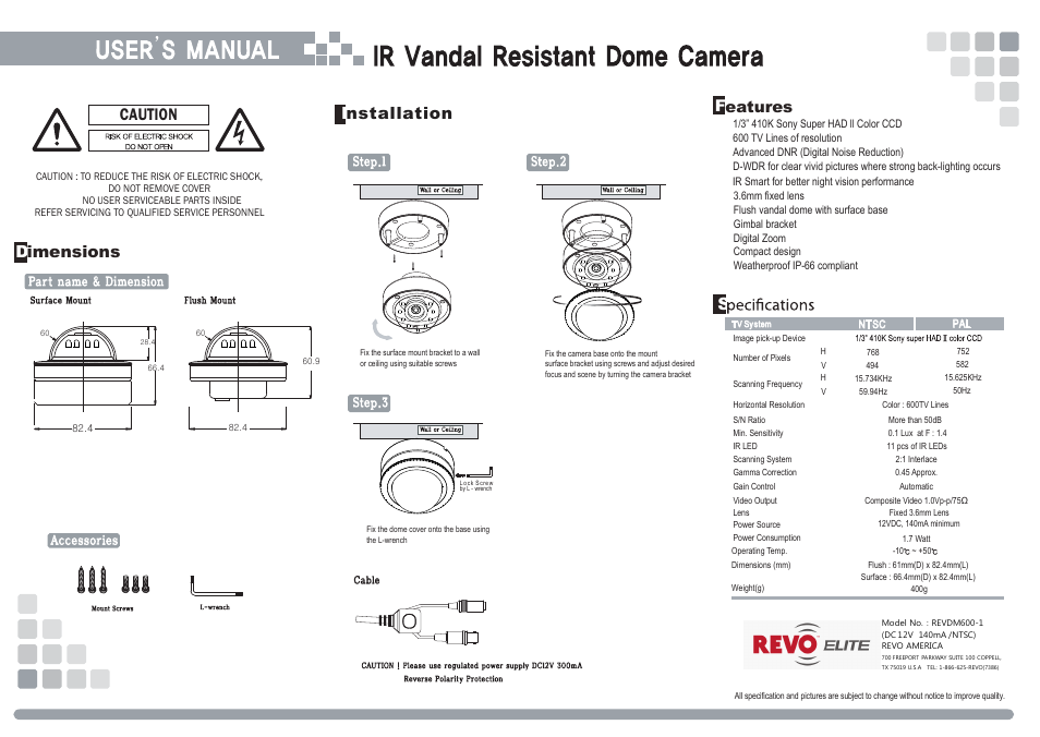 Revo REVDM600-1 User Manual | 1 page