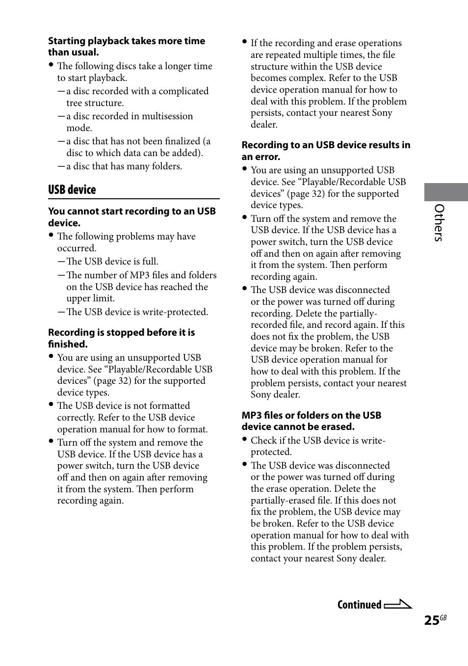 Others, Usb device | Sony CMT-HX3R User Manual | Page 25 / 32