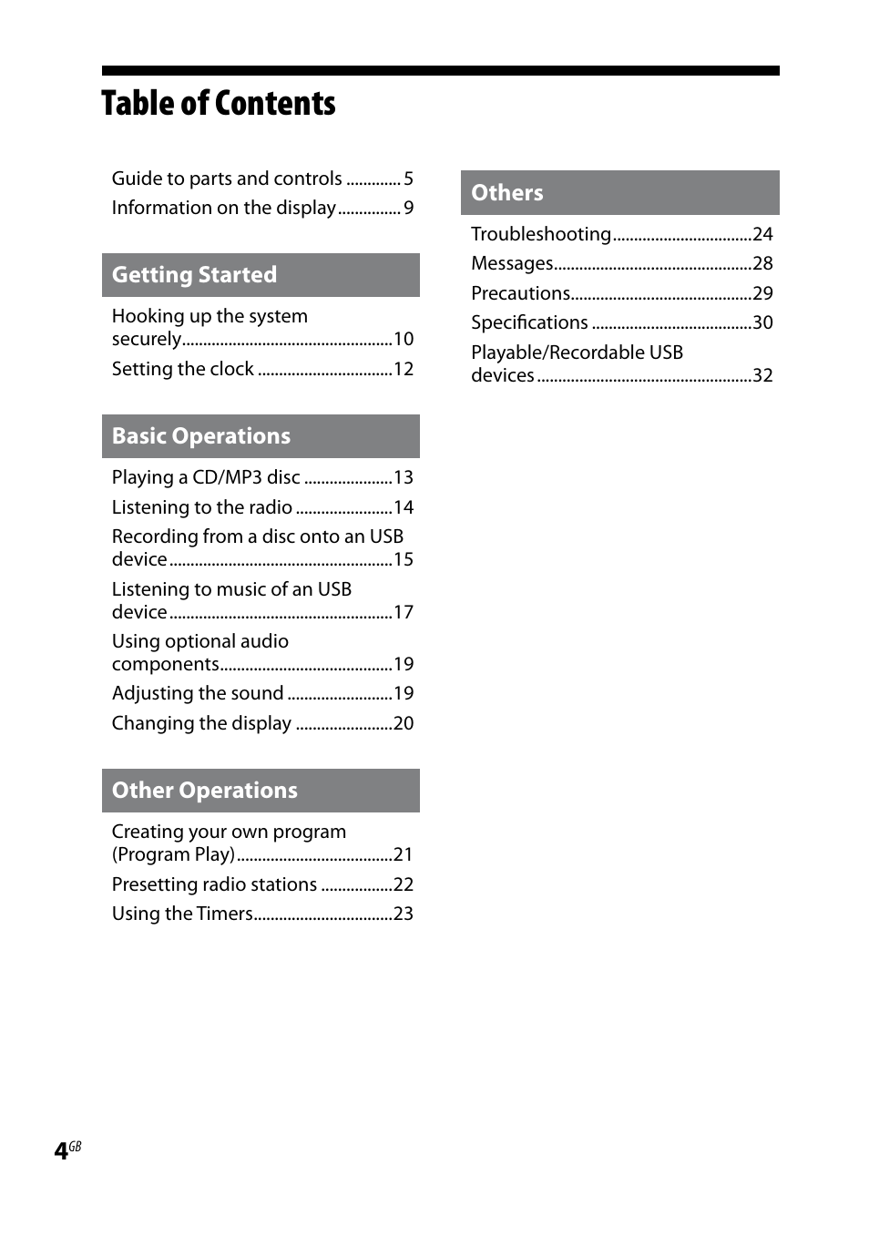 Sony CMT-HX3R User Manual | Page 4 / 32