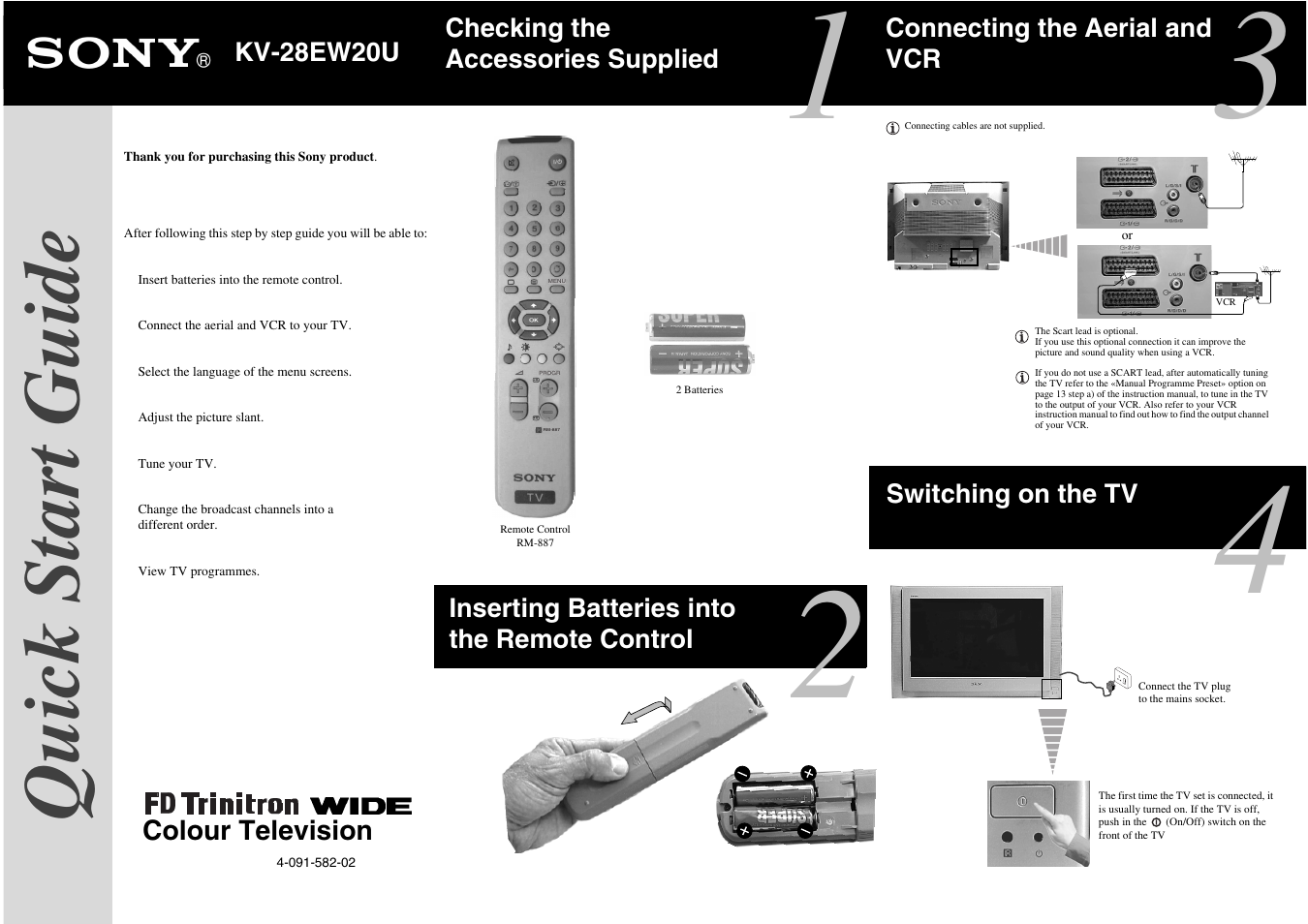 Sony RM-887 for KV-28EW20U User Manual | 2 pages