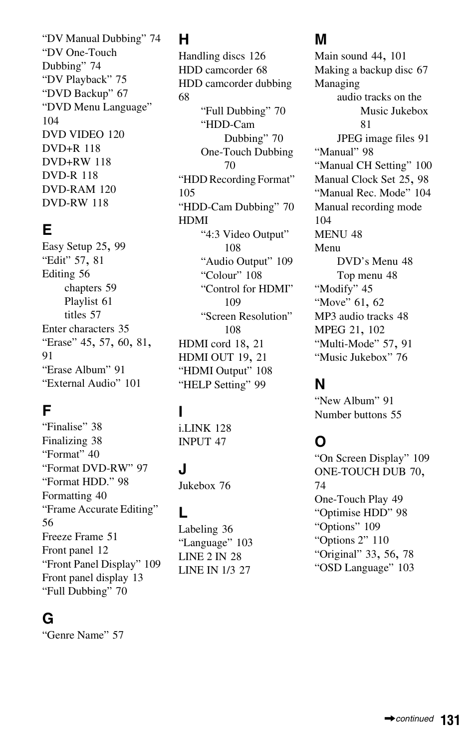 Sony RDR-HX780 User Manual | Page 131 / 136