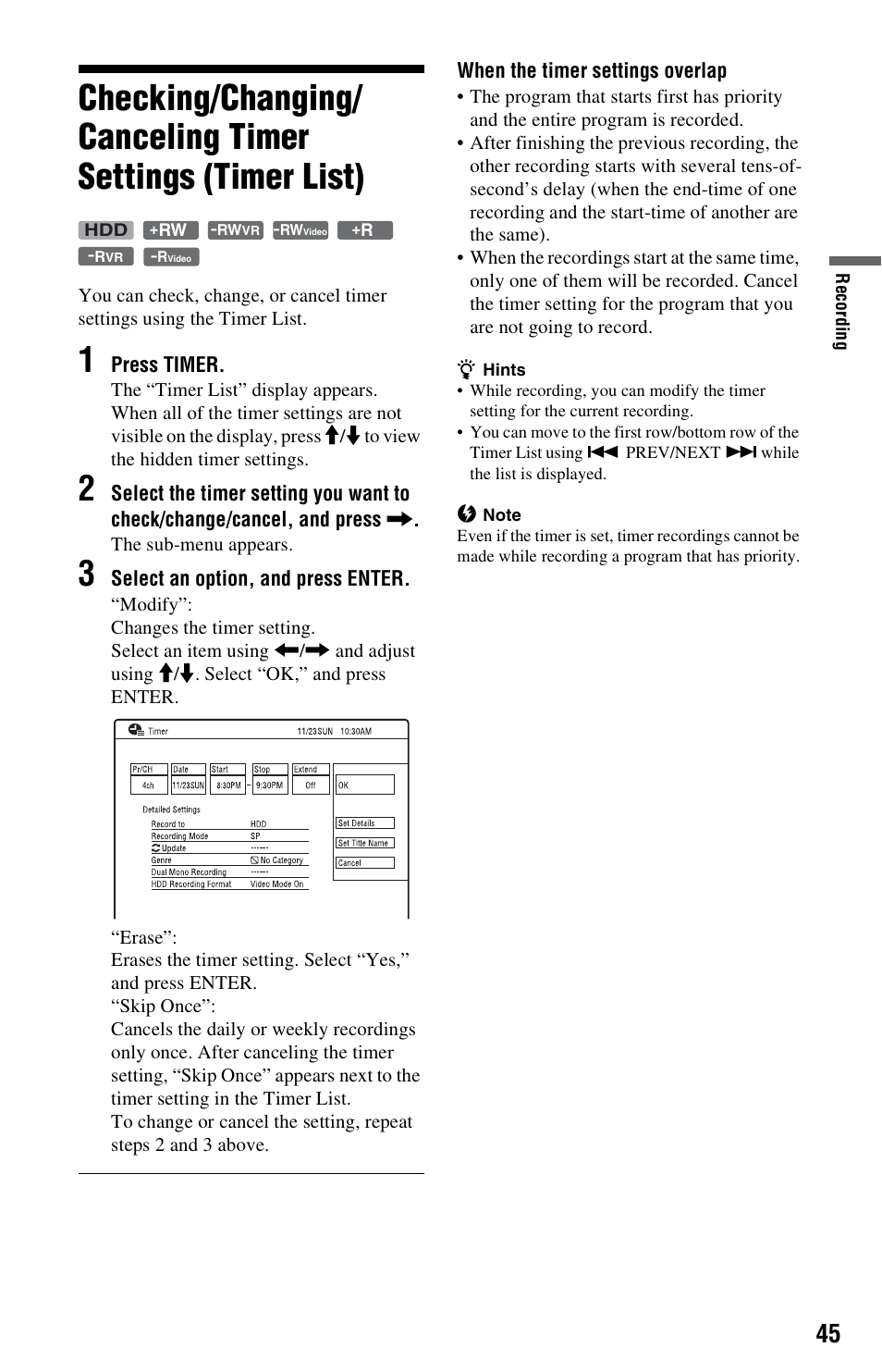 Sony RDR-HX780 User Manual | Page 45 / 136