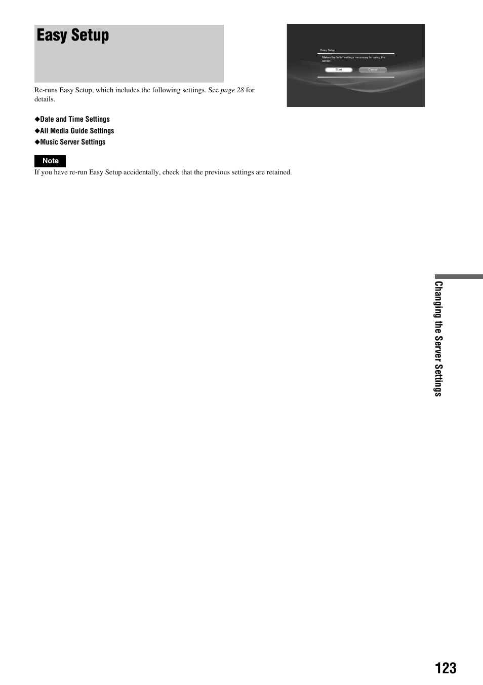 Easy setup | Sony HES-V1000 User Manual | Page 123 / 155