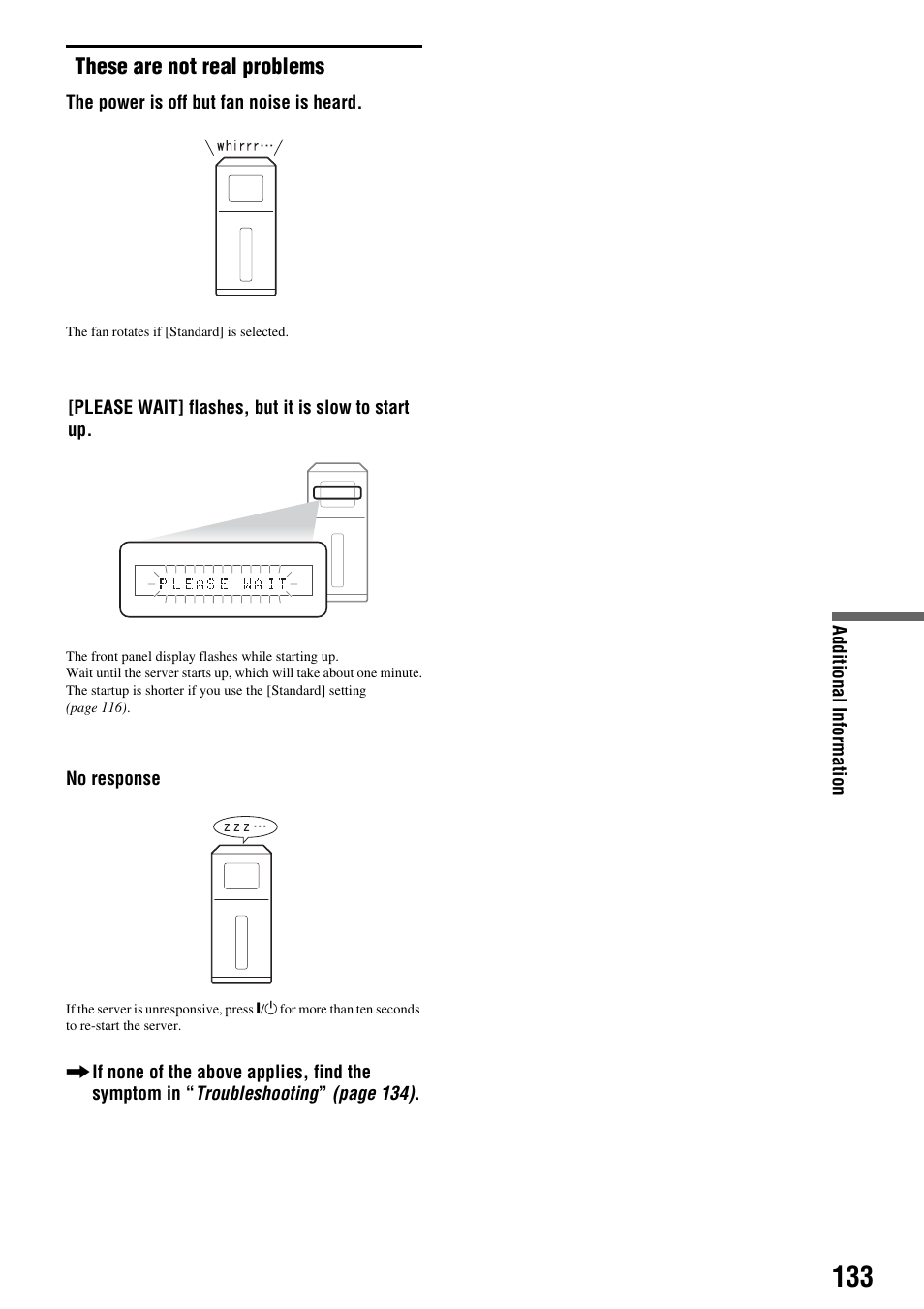 These are not real problems, Additi onal informat ion | Sony HES-V1000 User Manual | Page 133 / 155