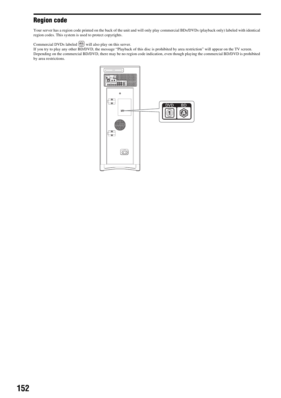 Region code | Sony HES-V1000 User Manual | Page 152 / 155